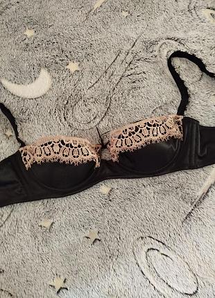 Черный атласный бюстгальтер intimissimi chic-macrame, 75b