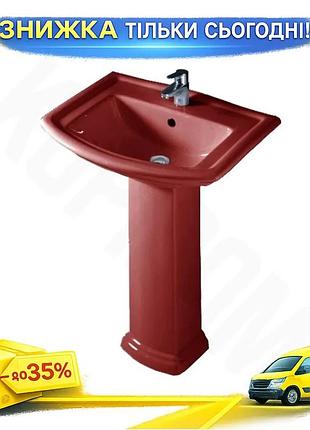 Ku раковина rak ceramics universal fit с пьедесталом бордовая для ванной комнаты умывальник керамическ uni2l_k