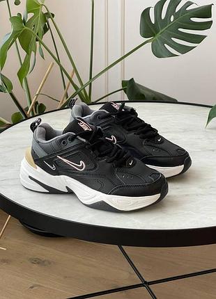 😍 женские кроссовки nike m2k tekno black pink logo ao3108-011
