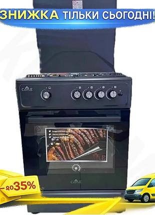 Ku плита газова castle universal fit cg-60h graphite 4 конфорки з газовою духовкою таймер підсвітка дл uni2l_k