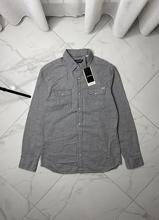 Нова чоловіча сіра джинсова сорочка jack & jones jeans intelligence (розмір m-l)