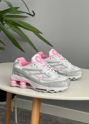 😍 женские кроссовки nike shox ride 2 supreme white pink 117635-015