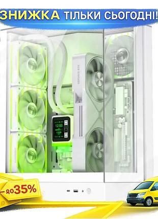 Ku корпус для пк universal fit gamemax t20 white mid tower microatx mini-itx з загартованим склом argb uni2l_k