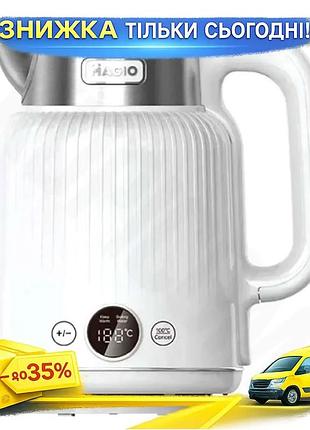 Ku електрочайник magio 1250w universal fit 1.5 л з нержавіючої сталі та пластику з регулюванням темпер uni2l_k