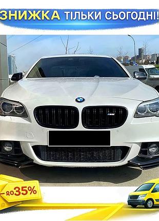 Накладка на передний бампер dpt flap bmw 5 серия f-10/11/07 2010-2016 черный глянец тюнинг защита от пов ku-22