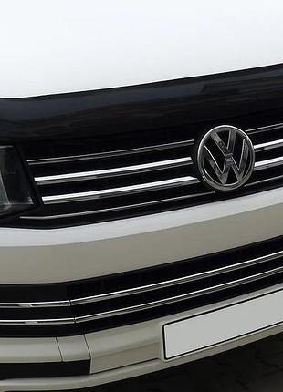 Накладки на решетку бампера 2015-2019 (6 шт, нержавейка) для volkswagen t6