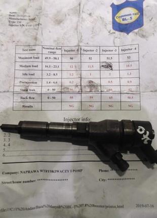 Форсунка топливная peugeot 2.0 hdi 0445110076 печать б/у оригинал