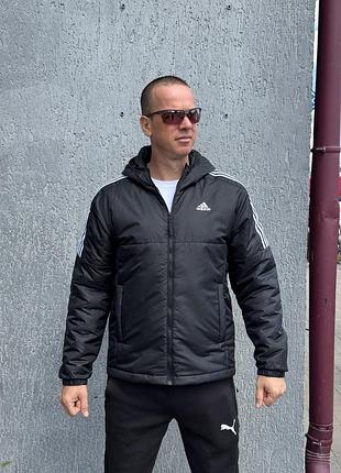 Оригінал чоловіча куртка adidas ess ins ho jkt gh4601 оригинал адидас осінь демісезон чорна курточка ветровка спортивна м
