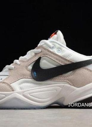 Кожаные кроссовки nike m2k tekno white grey (кожа/замша)