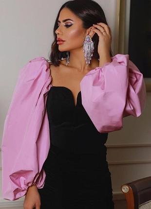 Блузка жіноча zara s чорна з рожевим