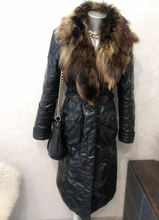 Пальто з хутряним коміром. пальто жіноче зимове, на синтепоні.2 фото