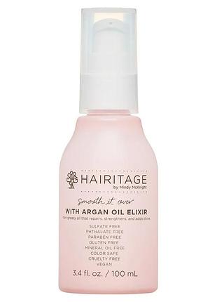 Арганова олія для волосся hairitage argan oil elixir with argan and avocado oil for all hair types