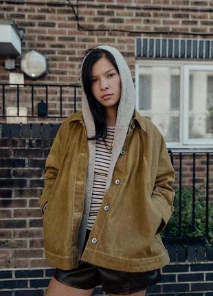 Куртка оверсайз з вощеної бавовни zara - s