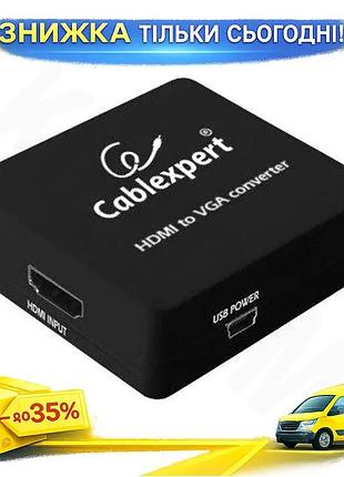 Ku переходник hdmi vga universal fit cablexpert черный 3,5мм для звука адаптер для монитора переходник uni2l_k