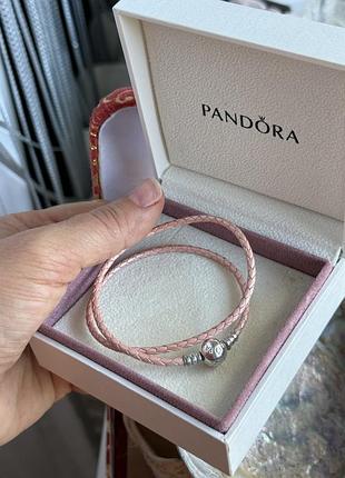 Pandora оригінал браслет подвійний чокер 2 в 1 срібло шкіра