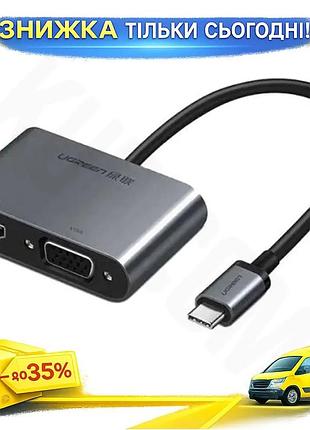 Ku usb ugreen type-c universal fit 3.1 черный 1xtype-c 100вт 1xusb 3.0 hdmi 4k vga для ноутбука и комп uni2l_k