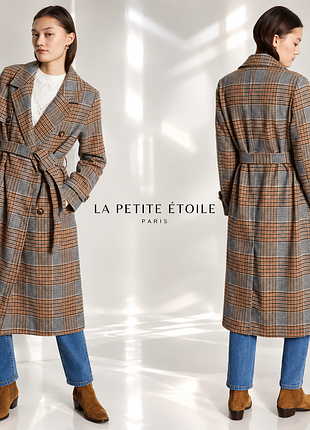 La petite etoile paris двубортное пальто в клетку с шерстью