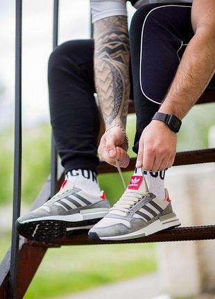 Adidas zx 500 grey/white/red 3