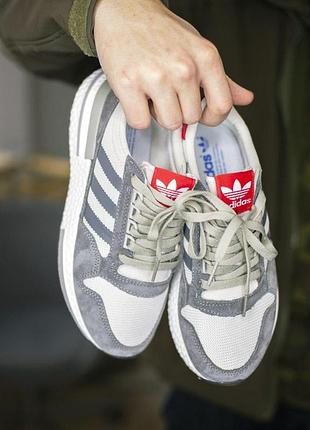 Adidas zx 500 grey/white/red 4