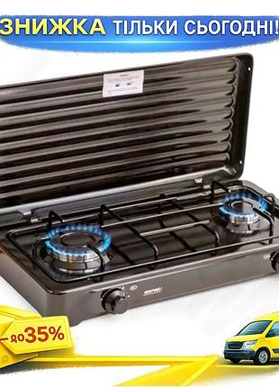 Ku газова плита настільна universal fit mpm 2 конфорки 2.3квт чорна для приготування їжі та готування uni2l_k