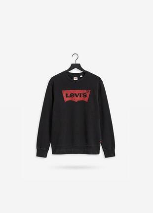 Ідеальний чорний світшот levi's з червоним лого (розмір s) 💎