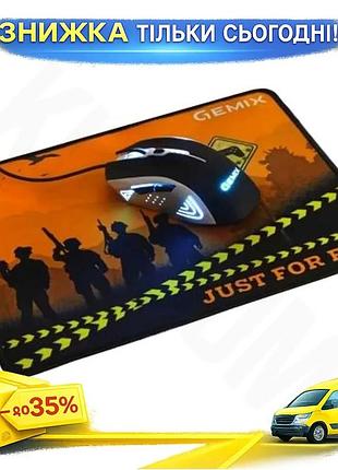 Ku мышь gemix usb universal fit черная игровая оптическая 2400 dpi с ковриком для компьютера геймерска uni2l_k