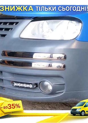Уголки на передний бампер omsaline для volkswagen caddy 2004-2010 защитные хром накладки из нержавеющей ku-22