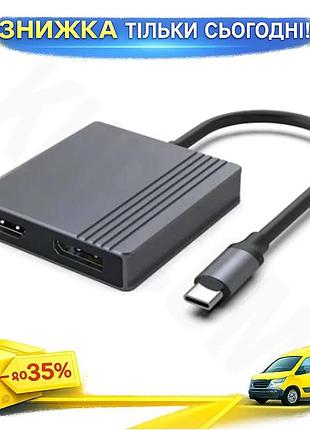 Ku хаб usb gembird universal fit type-c 3.2 hdmi 4k 60гц dp 4k 18 см алюминиевый переходник для монито uni2l_k