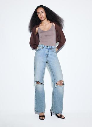 Stradivarius джинси з розрізами прямі джинси джинси wide leg  широкі джинси  джинси кльош