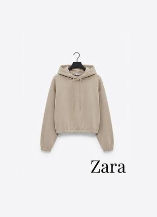 Стильне бежеве худі zara на флісі (розмір m)