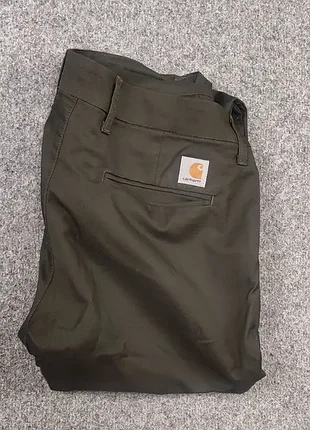 Штани carhartt wip sid  темно зелені оливкові повсякденні брюки чіноси