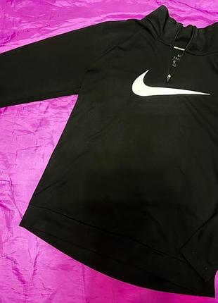 Чорна спортивна жіноча кофта nike з вирізом для пальчиків на замку оригінал с-м