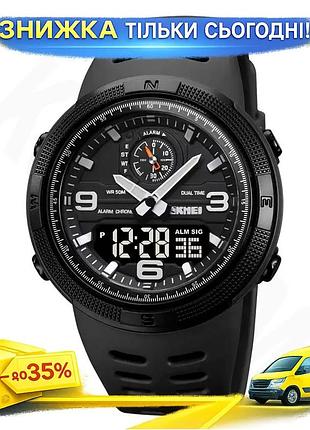 Ku мужские спортивные часы universal fit skmei черные с черным табло кварцевые для активного отдыха и uni2l_k