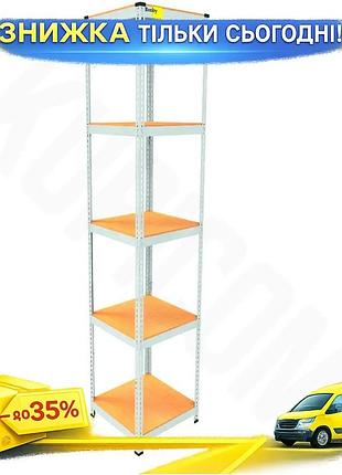 Металлический стеллаж emby light series 2400х450х450мм 5 полок до 100кг белый для хранения вещей и товар ku-22
