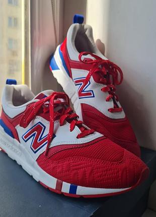 Чоловічі кросівки new balance cm997hbz, червоні, замша, розмір: us 12, uk 11.5, eu 46.5, устілка 30 см. легкі