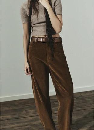 Вельветові штани balloon fit з кишенями zara