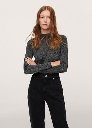Гольф водолазка кофта з люрексом металевою ниткою mango базова по фігурі mango