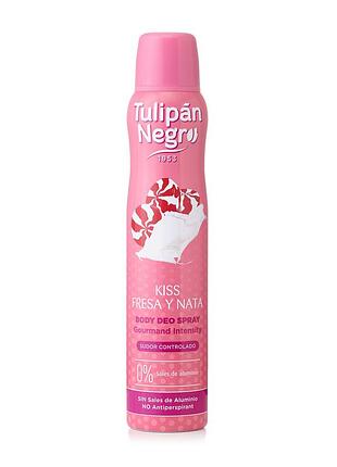 Дезодорант для тіла жіночий tulipan negro kiss fresa y nata з ароматом полуниці (200 мл)