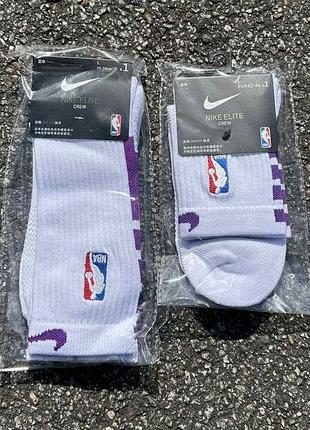 Носки баскетбольные nba nike elite crew (высокие/низкие) бело-фиолетовые