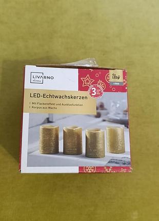 Набор светодиодных свечей из натурального воска liarno home led-echtwachskerzen 4 штуки