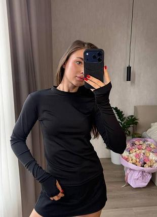 🔥стильный лонгслив с длинным рукавом.🔥 черный