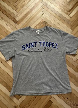 Футболка жіноча сіра з написом saint-tropez