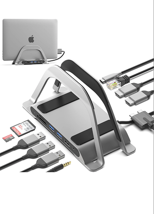 Подставка-док-станция для ноутбука со встроенным usb-c хабом humancentric алюминиевый держатель для вертикального хранения macbook концентратор