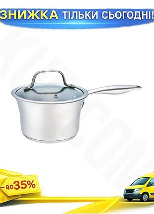 Ku сотейник нержавіючий maestro universal fit 160 мм з кришкою каструля для запікання жароміцний посуд uni2l_k