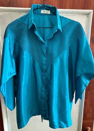 Рідкісна жіноча вінтажна шовкова блуза chindamanee thai silk синя