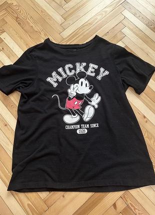 Футболка жіноча дитяча чорна з принтом mickey