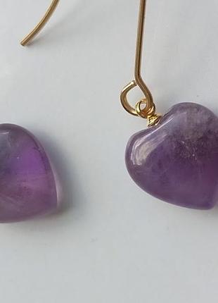 Сережки "сердечки". аметист 9