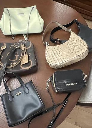 Сумочки брендовые, кожаные (guess,valentino)
