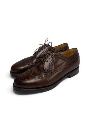 Чоловічі вінтажні шкіряні туфлі meisterschuh huwyler wingtip brogue коричневі , eu 42