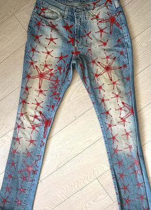 Джинси жіночі versace jeans couture вінтажні з принтом starfish / коллекционные винтажные джинсы versace jeans couture starfish оригинал y2k